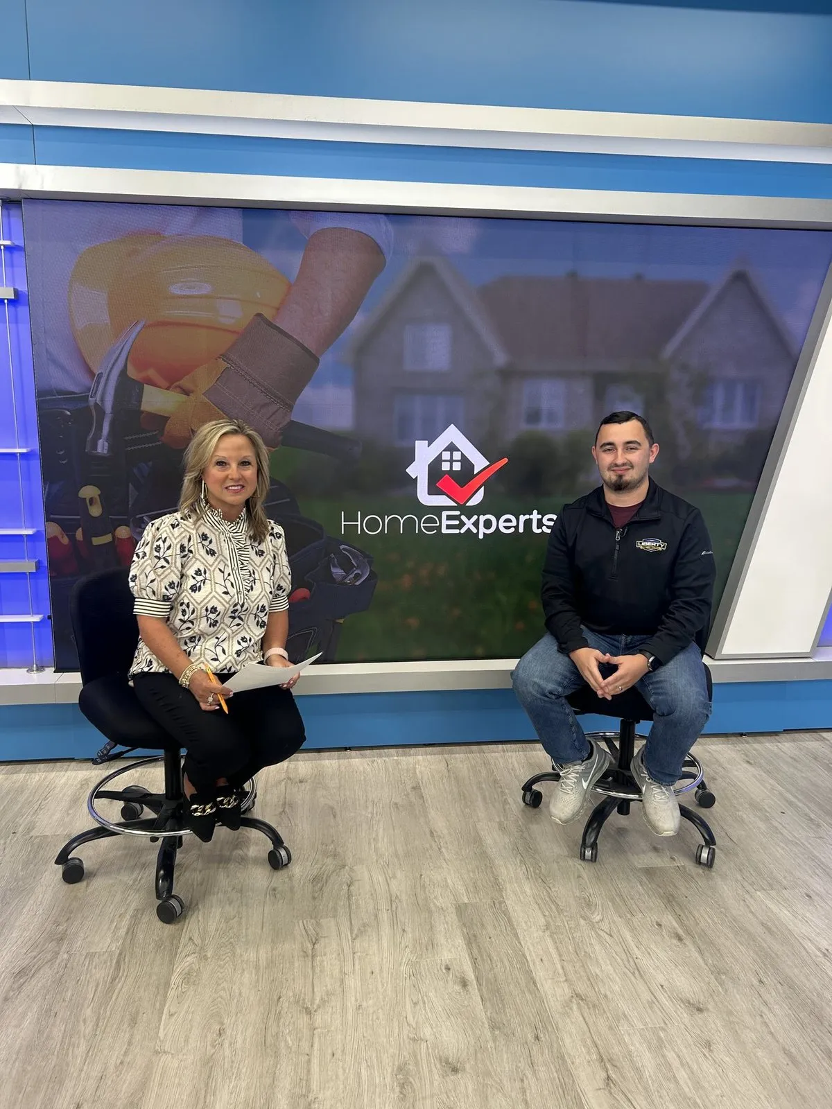 John Stopka with the host on the set of WPSD's Home Experts segment
