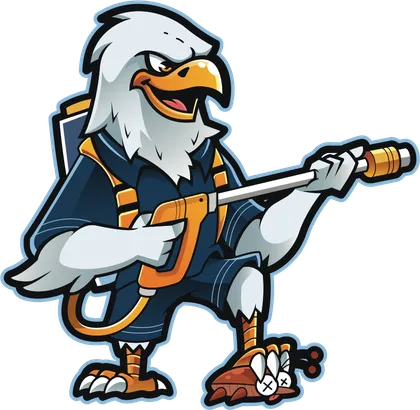 Liberty eagle mascot holding a sprayer