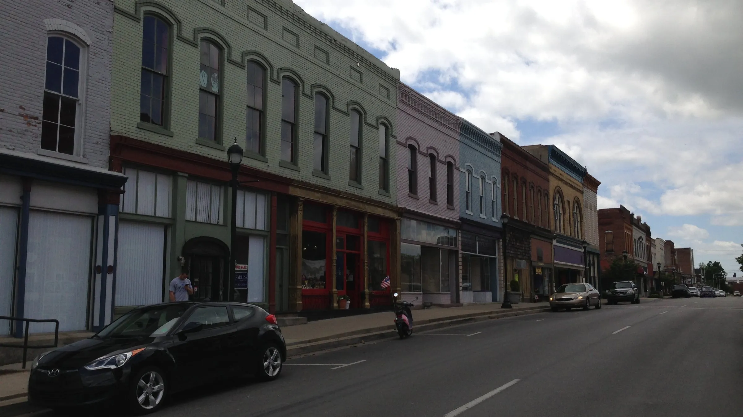Historic brick storefronts in downtown Princeton, Kentucky